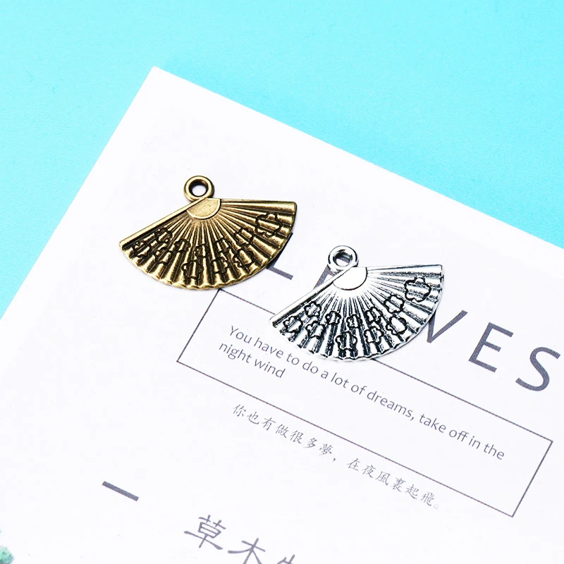 Подвеска из сплава веера для изготовления ювелирных изделий 2 цвета античное