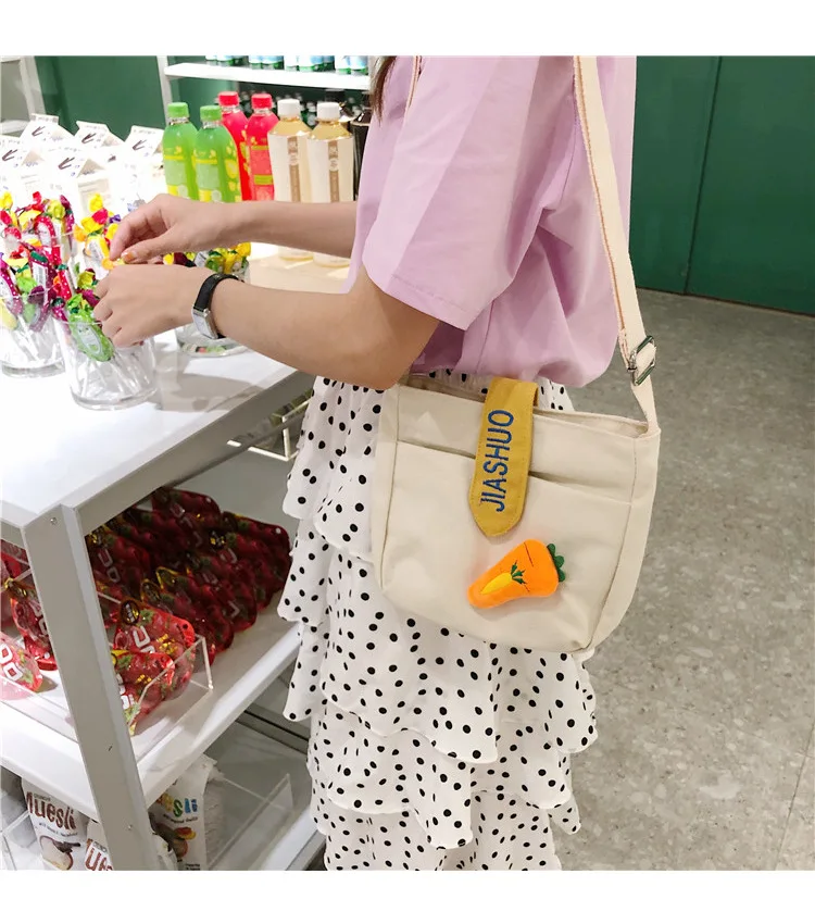 2019 vegetable lady canvas shoulder bags high quality messenger bag cute women free shipping | Багаж и сумки