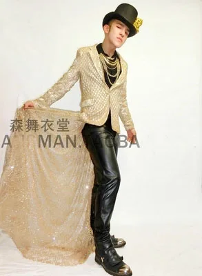 new real men golden jacket with tail event/stage performance short tuxedo jacket/stage performance/ASIA SIZE/only jacket