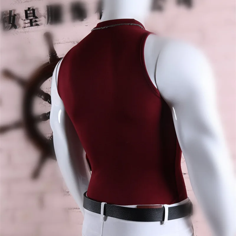 Мужская водолазка LinvMe однотонная хлопковая майка-топ без рукавов 2019 | одежда