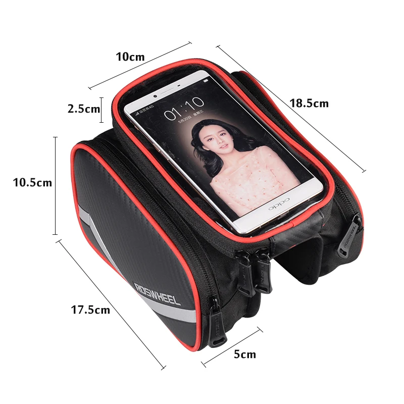 ROSWHEEL 6.2 Inch waterproof phone touch screen bike bags front frame top tube cycling bag road MTB mountain bicycle accessorie | Спорт и