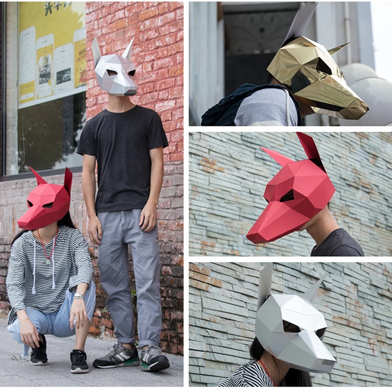 Креативный ручной работы маска животного Пудель бумага матрица косплей 3D DIY