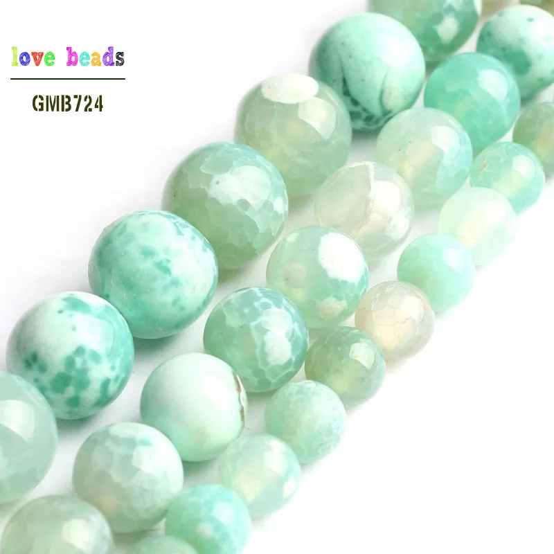 

Wholesale Mint Green Fire Agates Onyx Round Stone Beads For Jewelry Making Diy Bracelet 15inch/strand 6/8/10mm