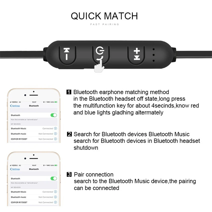 Спортивные Bluetooth наушники, беспроводные наушники, Bluetooth наушники для бега, стерео наушники с супер басами, наушники с защитой от пота, с микрофоном, гарнитура