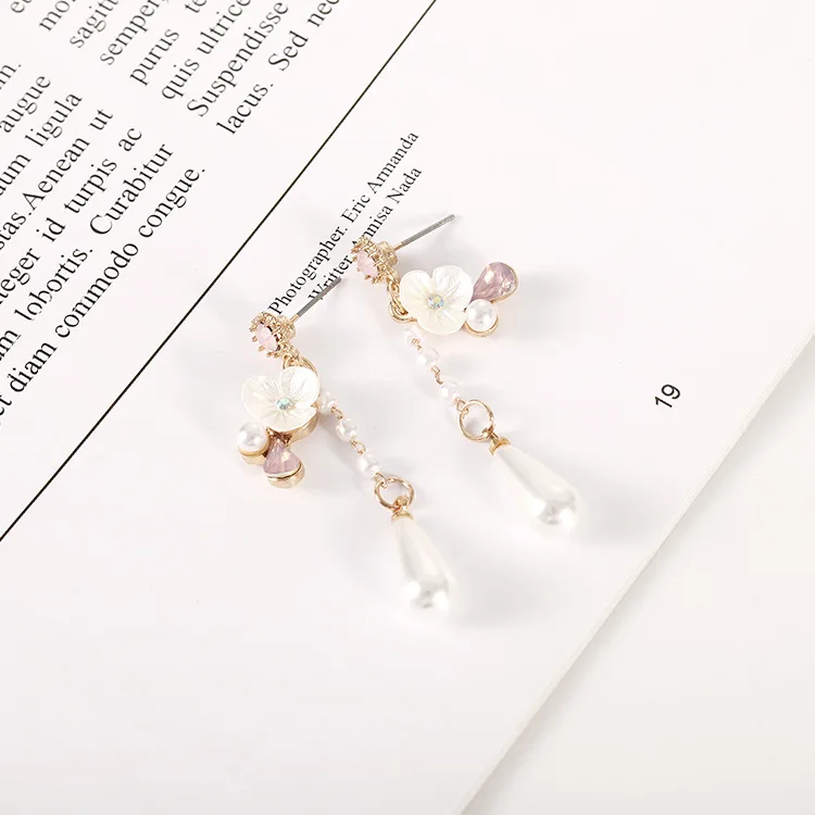 2019 Корейский серьги Модные Подвесные букле D'oreille цветок со стразами бусины