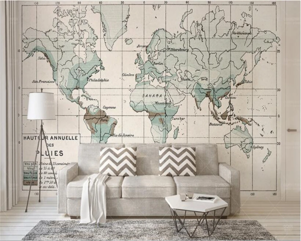 

beibehang papel de parede High definition retro old and simple map and TV background wall wallpaper behang papier peint