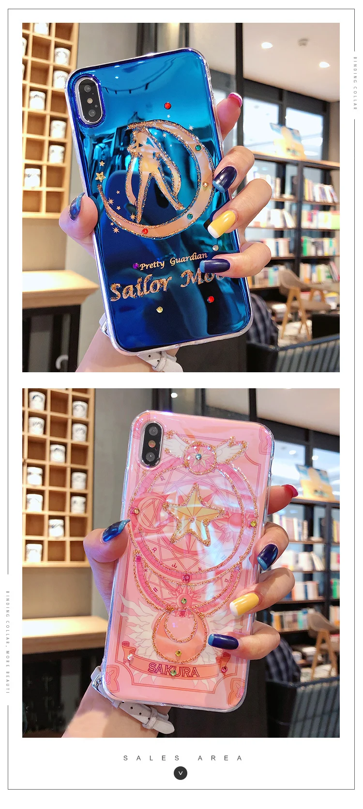 Для iphone XS max XR X Блестящий Мягкий чехол с изображением Сейлор Мун для iphone 8plus 7plus 6SP 7 8 6 6S милый блестящий чехол с рисунком Sukura