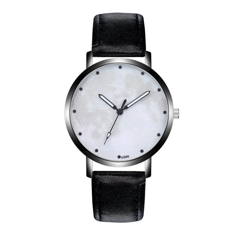 Мужские часы с кожаным ремешком круглые стеклянные большим циферблатом модные