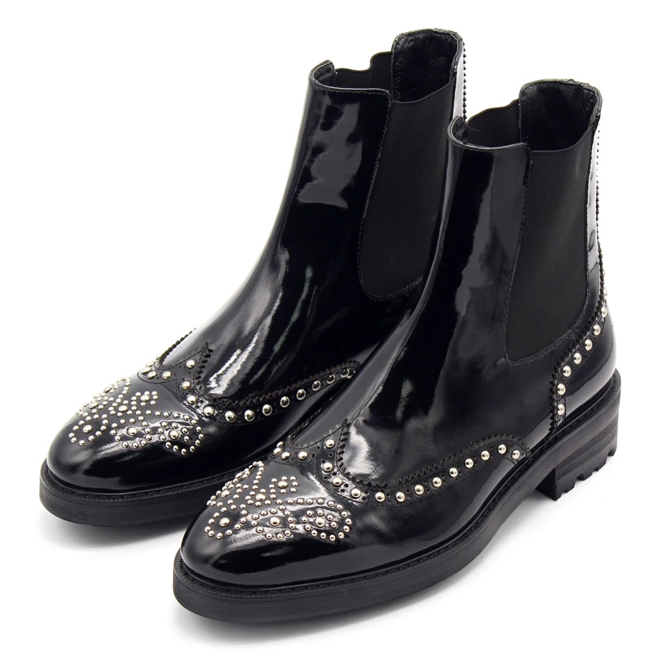 Мужские короткие ботинки ручной работы резные полусапожки из воловьей кожи