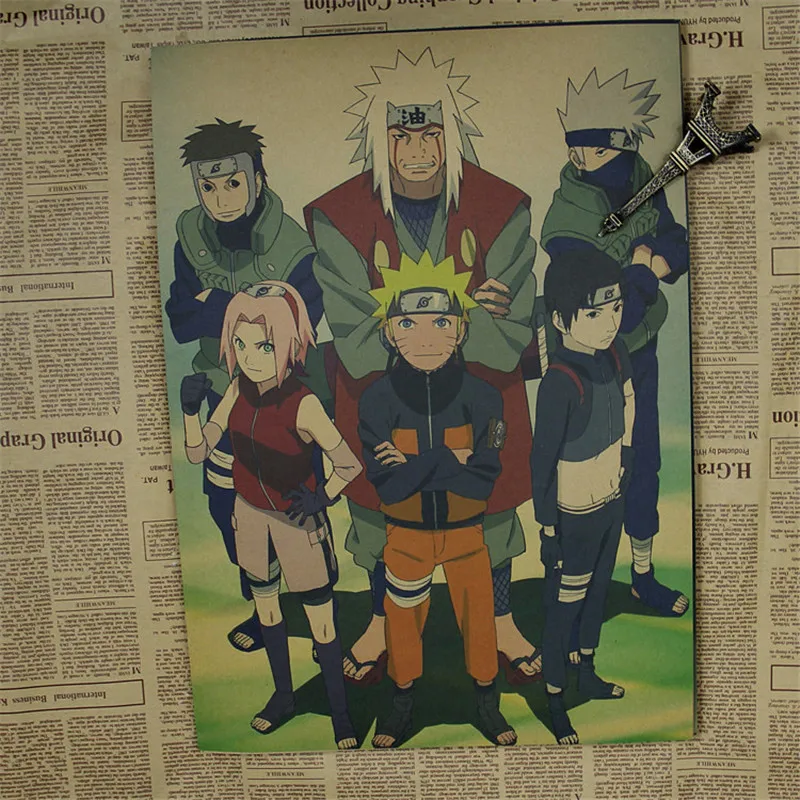 Винтаж аниме мультфильм Узумаки постер Naruto бар Детская комната Домашний декор комиксы Наруто ретро крафт-бумага живопись Наклейка на стену