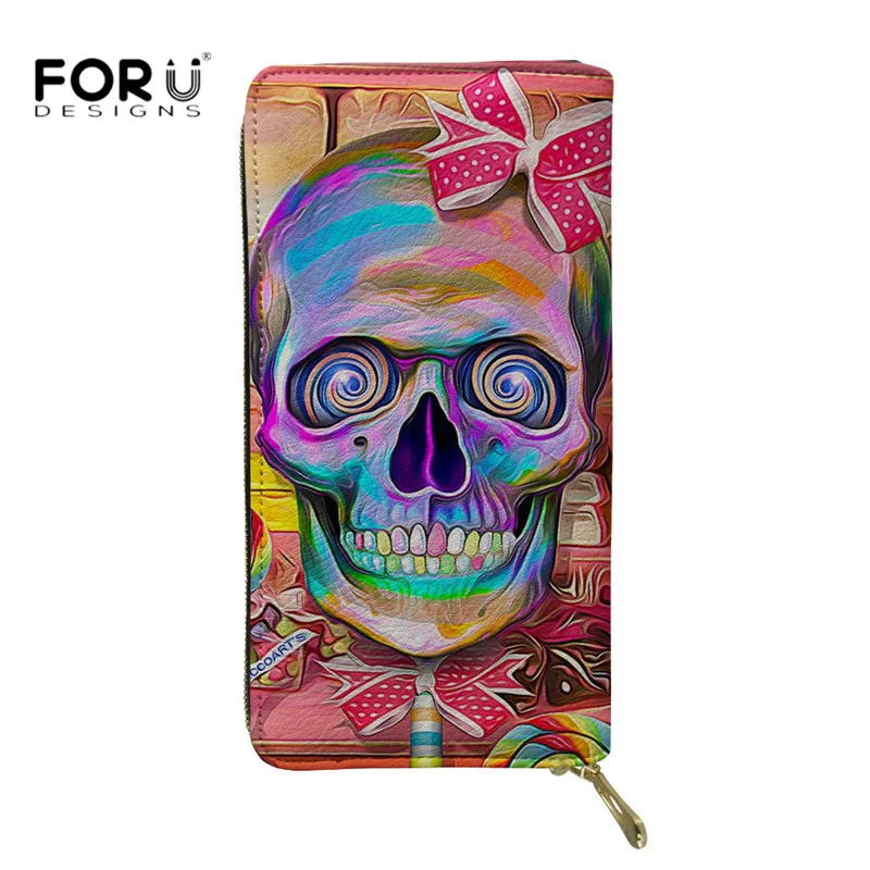 FORUDESIGNS/модные женские роскошные кошельки с 3D принтом черепа для девочек; повседневные женские чехлы-держатель для карт; водонепроницаемые дорожные сумки для телефонов; Bolsa - Цвет: H2825Z21