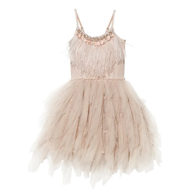 Kids Dress For Girls Flower Girl Fashion Feather Tassels Girls Wedding Party Girls Princess Dresses Clothes 2-10 Yrs