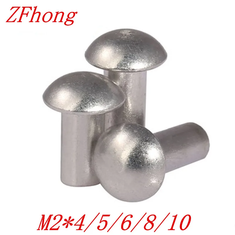 

1000pcs M2*4*6/8/10/12/16 2mm aluminum round button head solid rivet