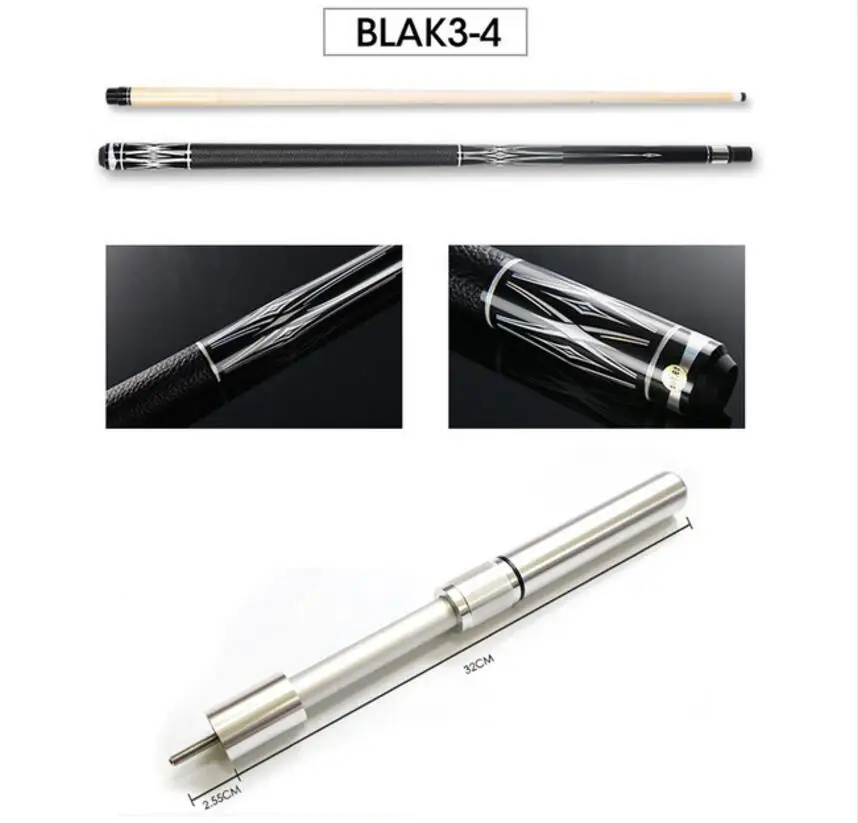 BLAK34 with Silver PREOAIDR 3142 блак бильярдный кий для бассейна 13 мм 11,5 мм 9,5 мм наконечник с удлинителем черный/серебристый Профессиональный кий для пула бильярда кий - Цвет: BLAK34 with Silver
