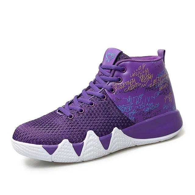 Амортизирующие кроссовки для баскетбола 2019 популярные высокие фиолетовые и
