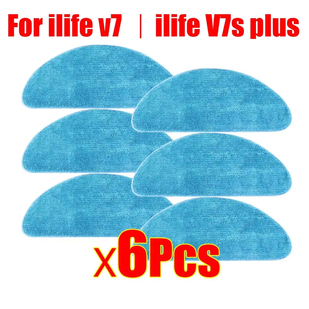 6Pcs v7s plus v7 mop Роботизированный пылесос s части наборы роликов основная боковая щетка ткань Швабра Фильтр Hepa для Ilife V7S pro v7s V7s plus V7 - Цвет: 6Pcs v7s plus v7 mop