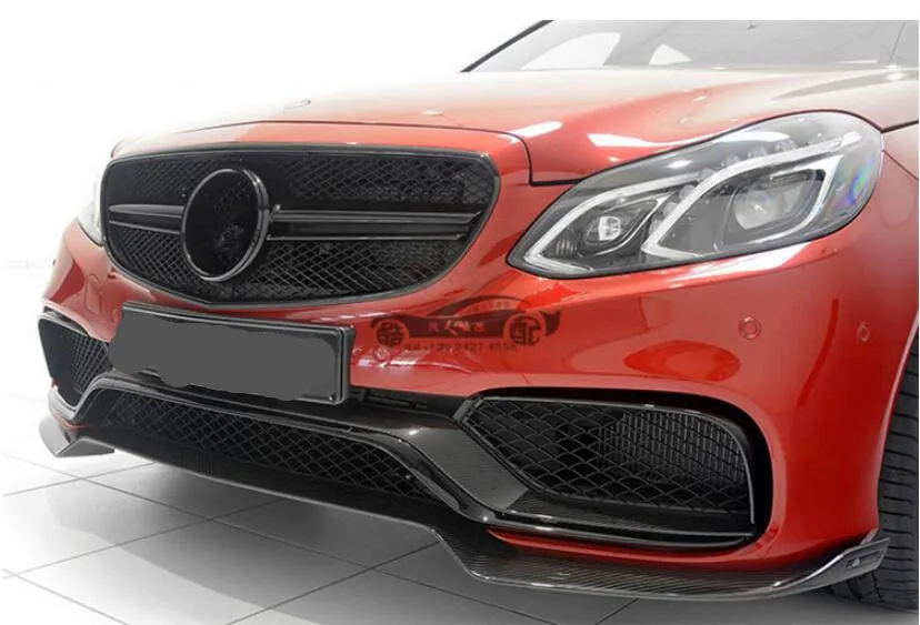 FRONT LIP Карбоновый передний сплиттер для губ и 4 выхода заднего бампера Диффузор с выхлопными наконечниками для BENZ W212 E63 - Цвет: FRONT LIP