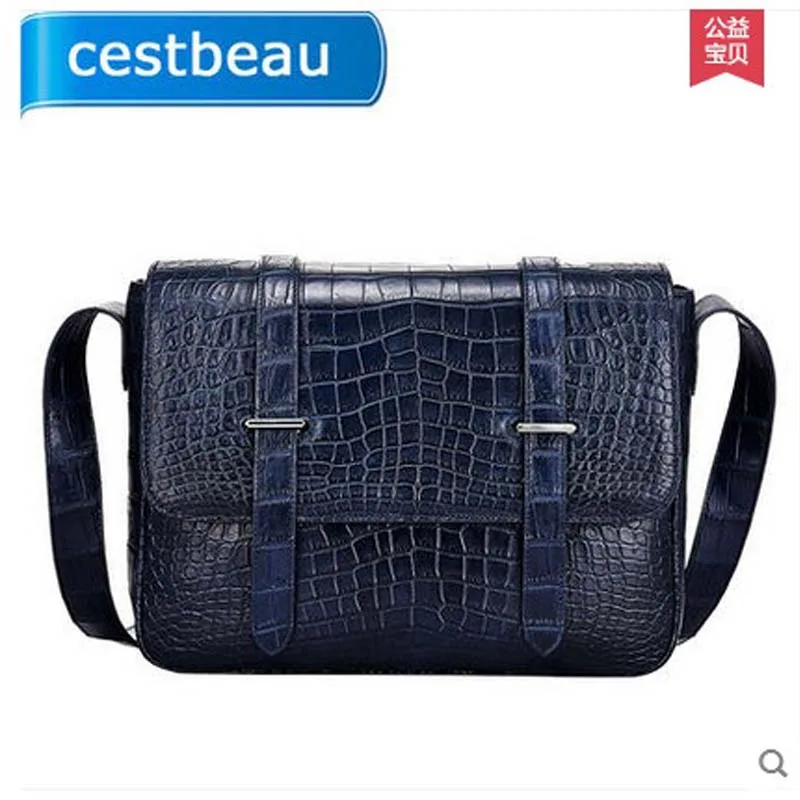 

cestbeau No stitching men real crocodile belly male bag single shoulder bag European and American fashion new men bag