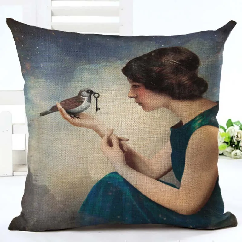 18 дюймов наволочка с красивым принтом Наволочка украшения для дома хлопок лен