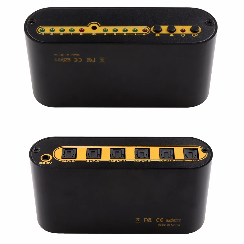 SPDIF TOSLINK Цифровой оптический аудио истинная матрица 4x2 Переключатель сплиттер 4 в 2
