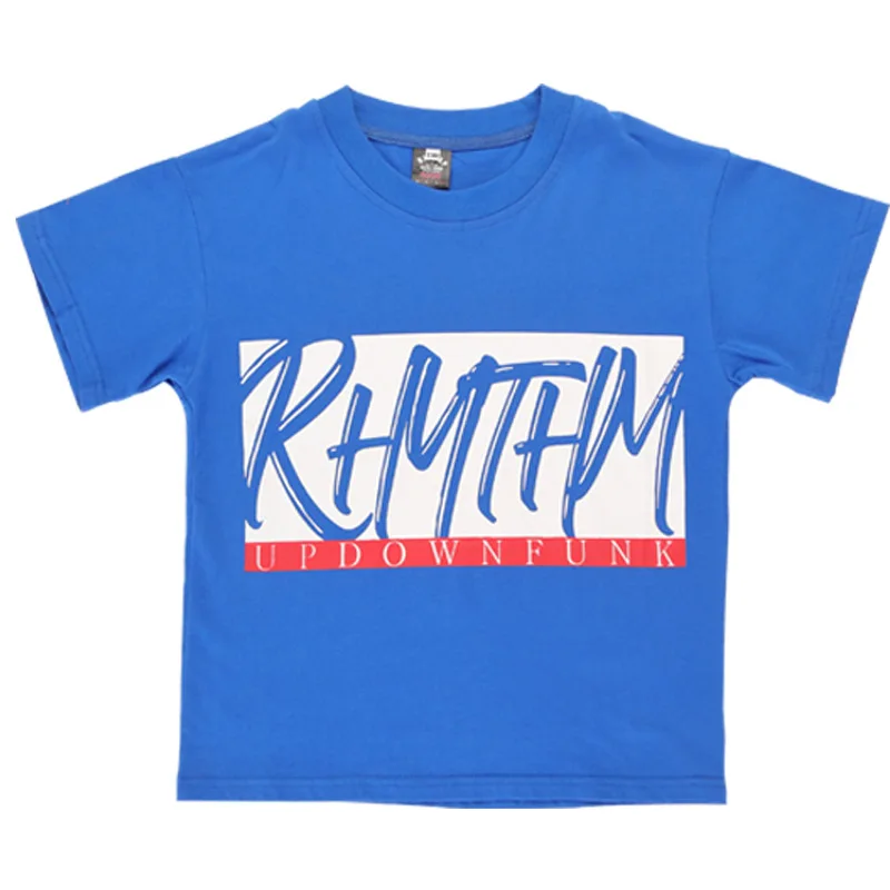 blue T-Shirt Детский сине-белый костюм в стиле хип-хоп детские спортивные штаны и рубашка для бега одежда для сцены, бальных танцев, одежда для мальчиков и девочек, костюм - Цвет: blue T-Shirt