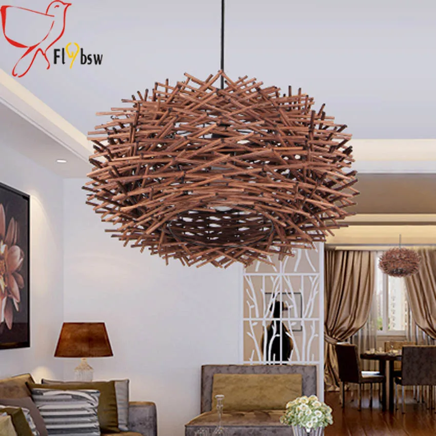 Креативный подвесной светильник из ротанга в скандинавском стиле ручной работы