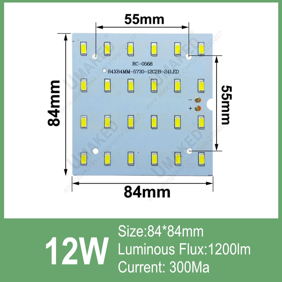 6 Вт 12 Вт 15 Вт 18 Вт светодиодный потолочный светильник, led pcb с 5730 для ламповый светильник, алюминиевая пластина с чипом smd5730 - Цвет корпуса: 12W 84mm