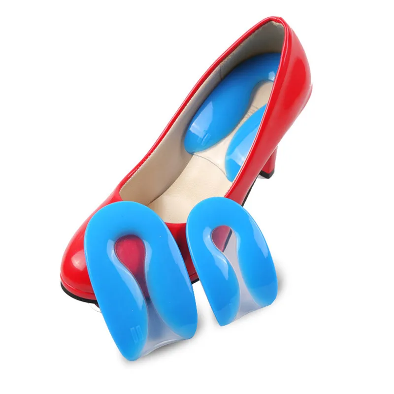 Silicone Gel U-Shape Plantar Fasciitis Heel Protector Heel Spur Cushion Pad Shoe Inserts Insole for Men Women