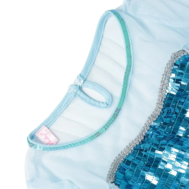 VOGUEON платье Эльзы Одежда для девочек с длинным рукавом блестками Снежная