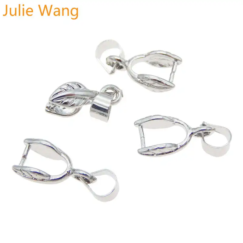 Julie Wang 6 шт. 16x7 мм белые медные зажимы в форме листьев зажим крючок коннектор