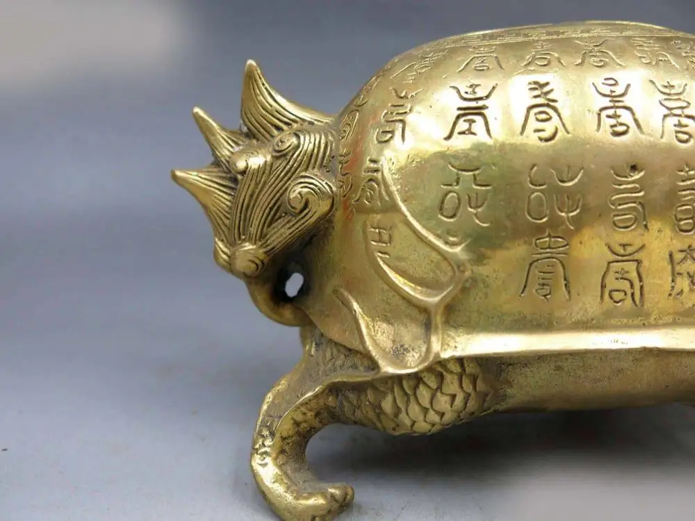 DS китайская латунная медная фэн-шуй резной дракон животного статуя черепаха | Дом