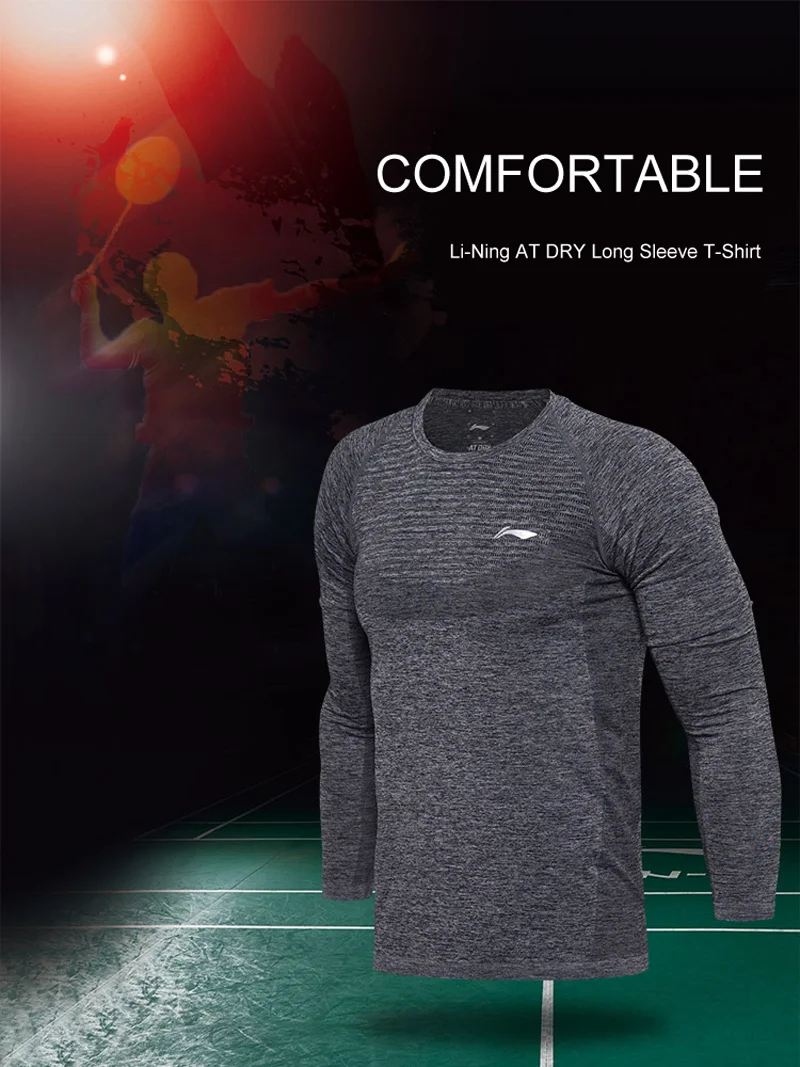 Li-Ning Мужская серия бадминтон AT DRY футболка с длинным рукавом облегающая дышащая подкладка Спортивная футболка ATLM111 MTL980