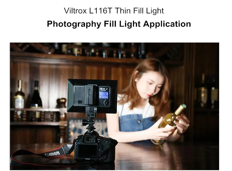 VILTROX L116T светодиодный видео-и фотокамера свет CRI95 Супер тонкая студийная панель ЖК-дисплей экран фото освещение для Youtube
