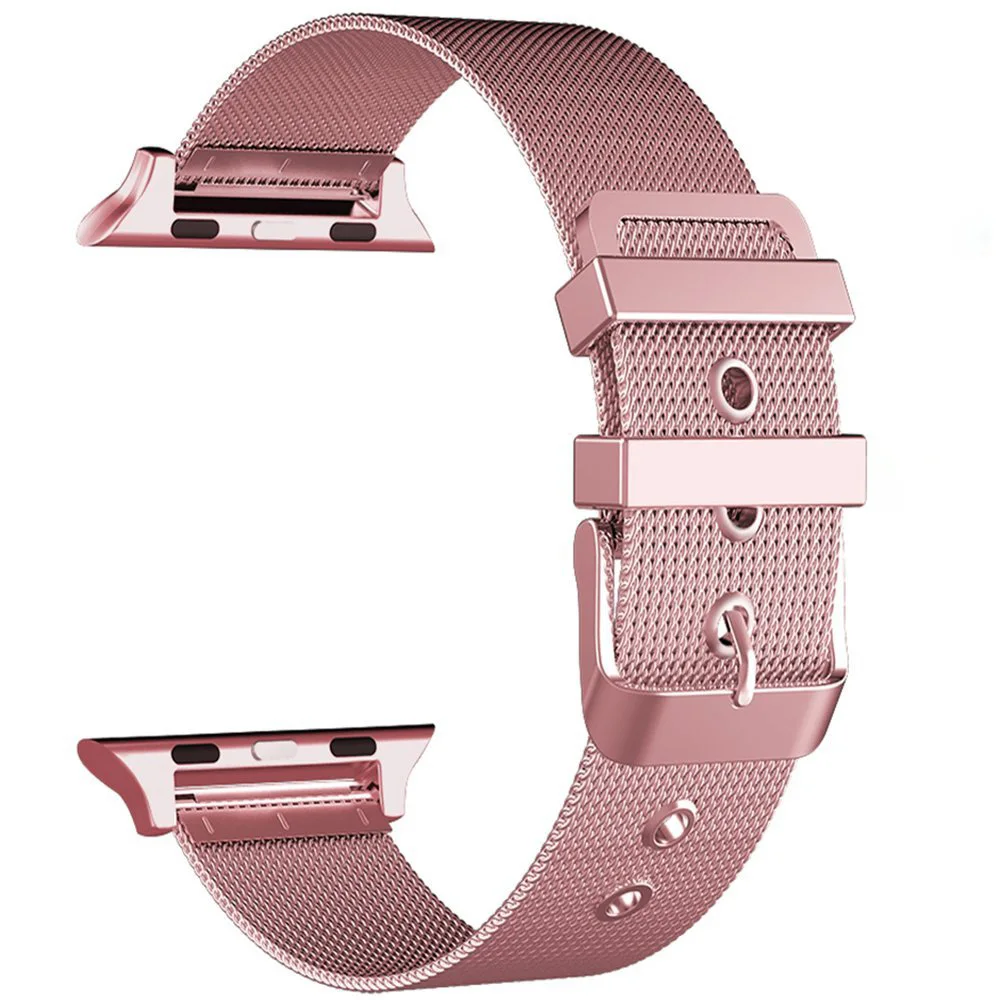 rose pink FOHUAS Миланская петля для apple watch Series 3 2 1 сменный Браслет iwatch ремешок из нержавеющей стали Пряжка с разъемом - Цвет ремешка: rose pink