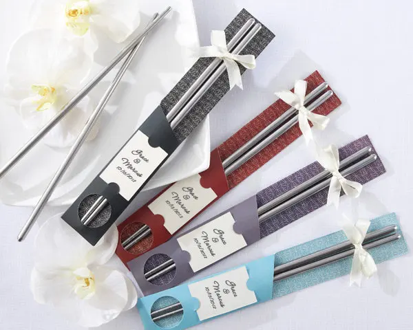 Free shipping East Meets West Stainless steel chopsticks +Chinese Asian wedding favors guest gifts 30Pair/LOT | Дом и сад