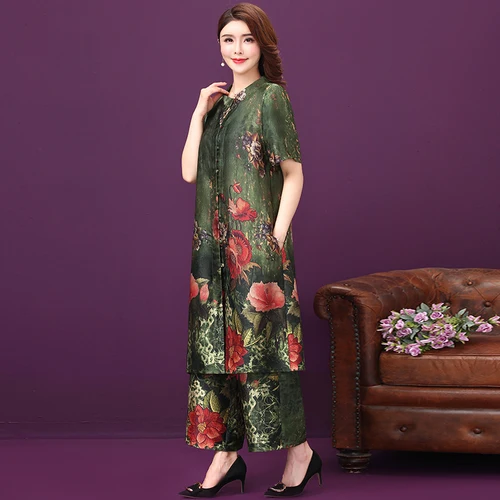 Женское шелковое платье новый стиль весна лето 2020 свободное с принтом элегантное