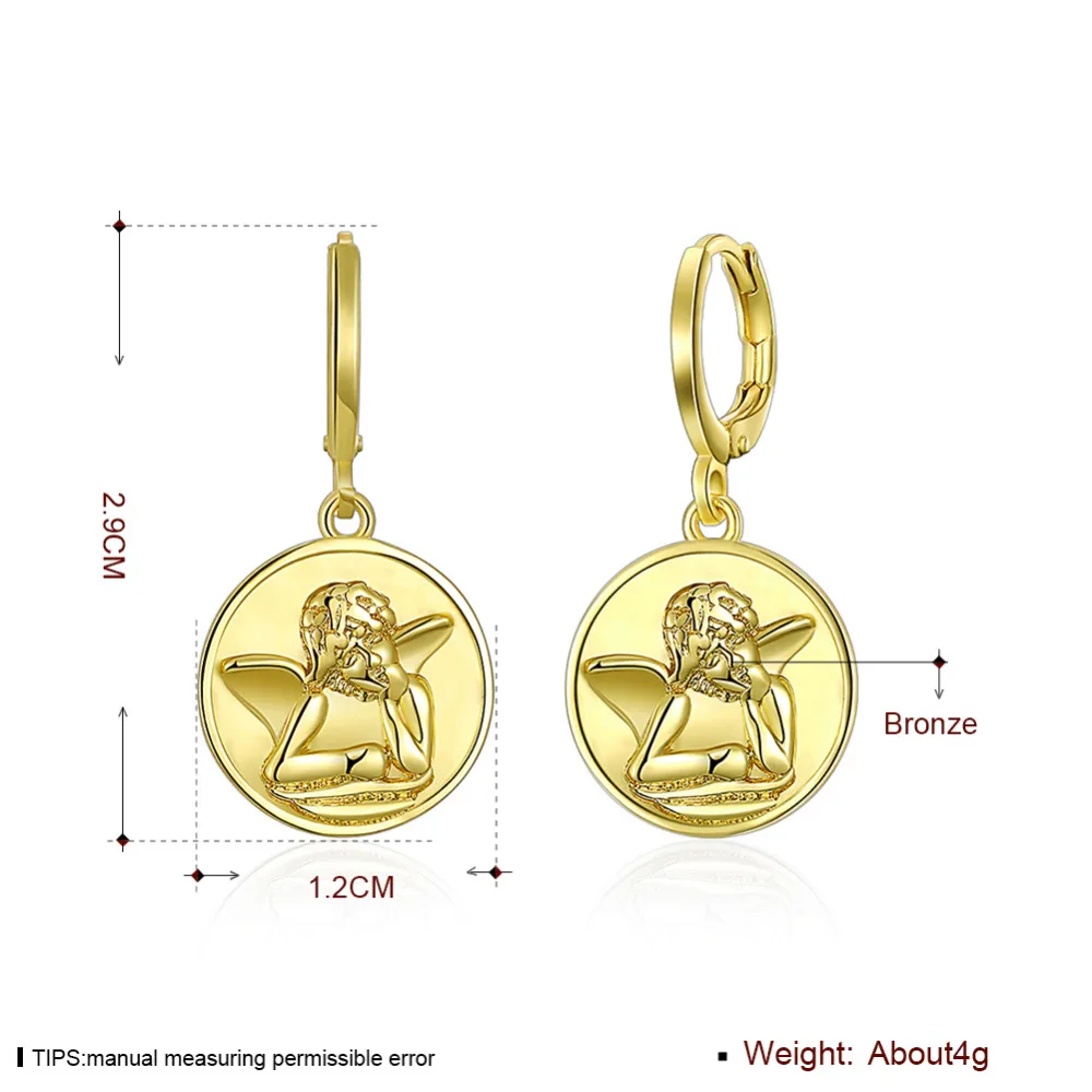 Новые Ретро Винтажные висячие серьги с золотым наполнителем медаль для лица