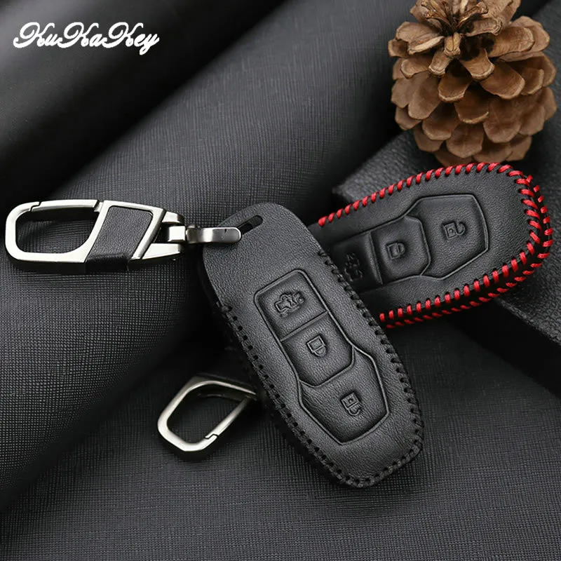 Кожаный чехол для автомобильного ключа держатель Ford Fusion Mondeo Mustang F-150 Explorer Edge 2015 2016