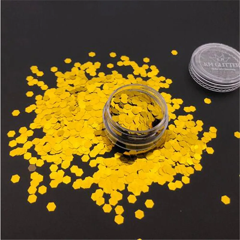 Новый Блестящий Золотой шестигранник Коренастый хлопья гвоздь для тела лица