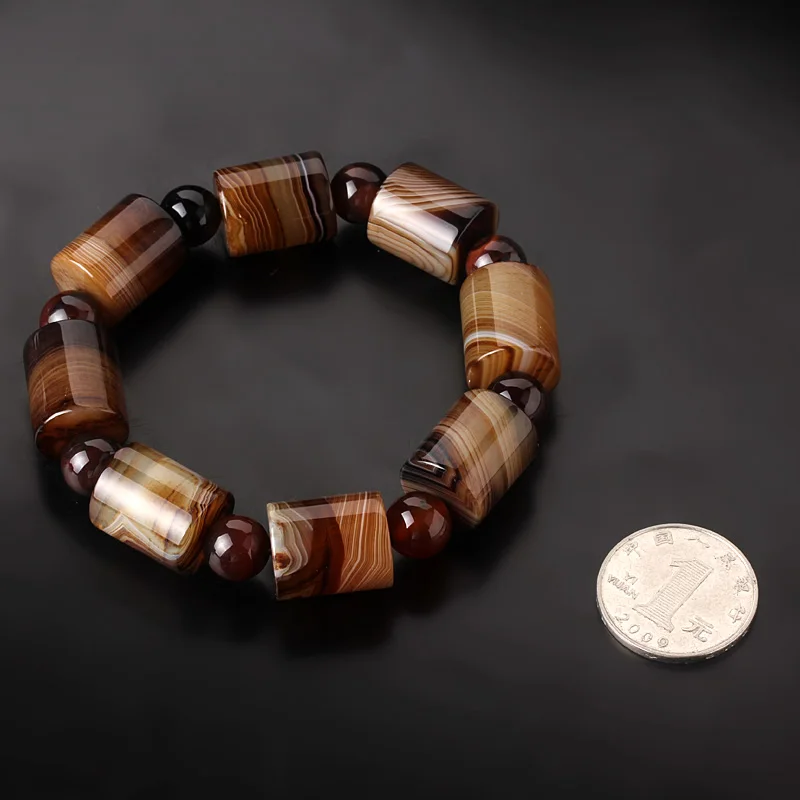 Прямая доставка натуральный бразильский Сардоникс баррель браслет из бисера