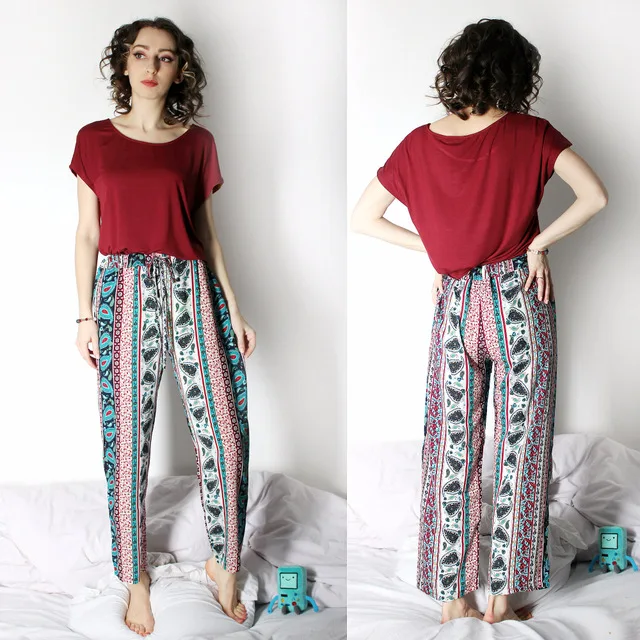 Лето 2017 г. Pijama Цветочный принт удобные пижамы Домашняя одежда с короткими