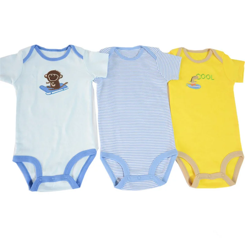 

1 Piece Summer Style Cotton Baby Boy Girl Bodysuit Short Sleeve Infant Jumpsuit Outfit Envelope Collar 0-2 Years