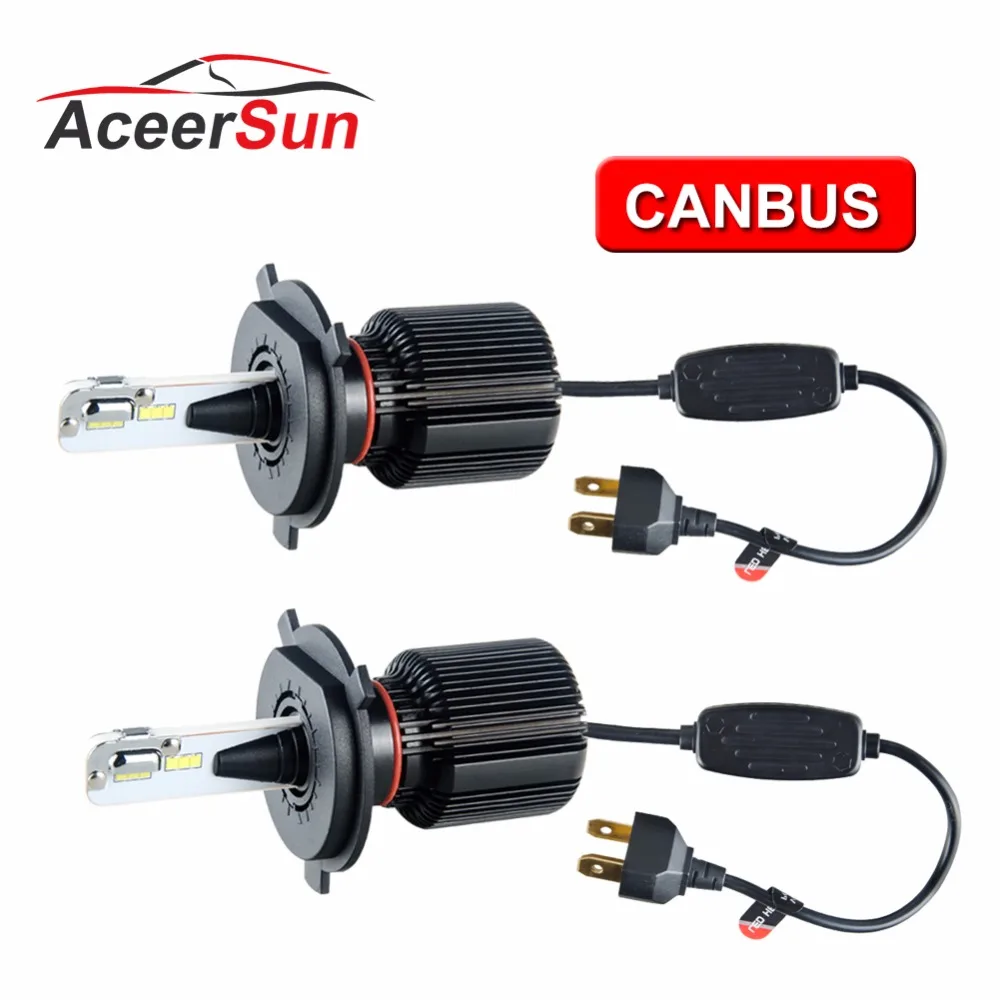Aceersun H7 H4 светодиодный H11 H13 Canbus безвентиляторный со светодиодными кристаллами для