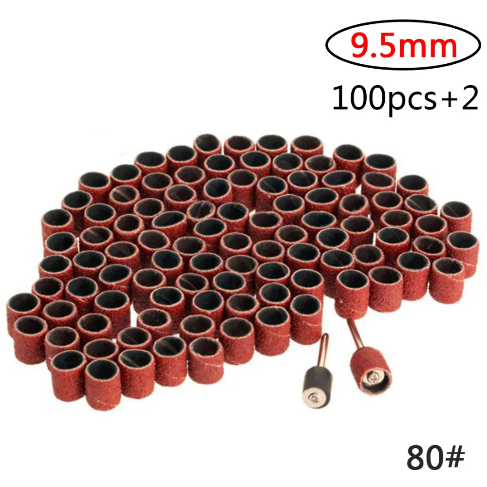 Sanding Bands 100pcs 80# 9.5mm Drum Kit +2PC 3.17mm Band Mandrel Shank Rotary Tools Abrasive Dremel Accessories | Инструменты