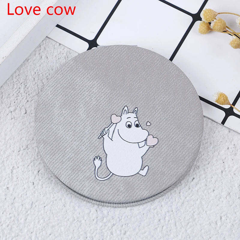 COW Мода 1 шт. складной макияж рамка компактный косметический мини кошелек зеркало карманное зеркало портативное двустороннее увеличительное - Цвет: COW