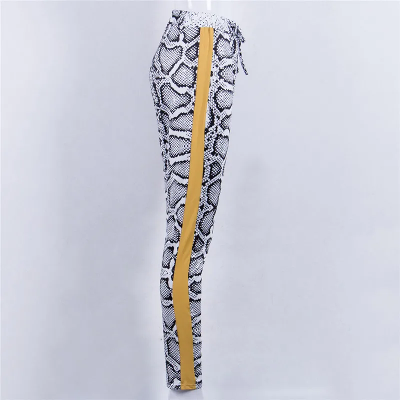 

Women's High Waist Trousers Casual Drawstring Elastic Waist Long Pants 2019 Summer Ladies Sexy Leopard Printed Pencil Trousers