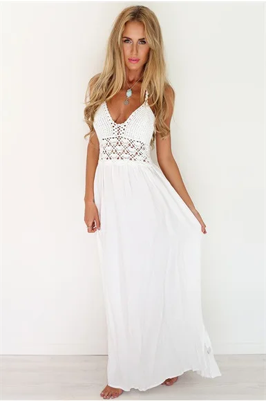 Холтер шифон длинные dress женщины спинки 2017 платья макси vestidos сексуальный белый