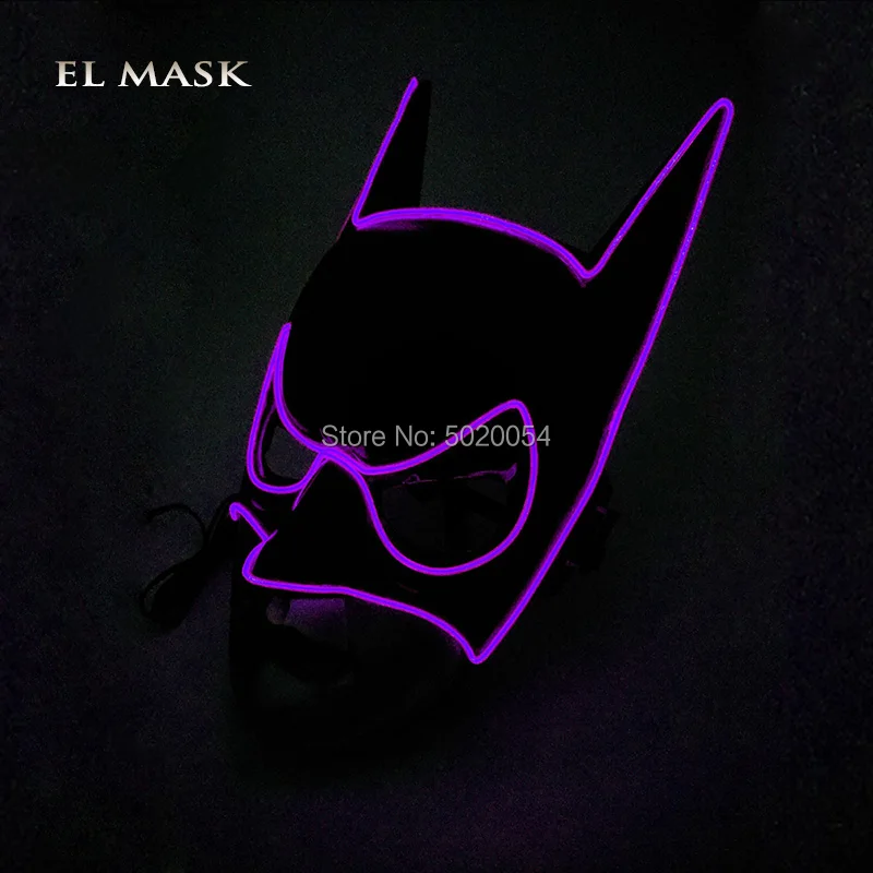 Design-A Purple Аниме Expro декоративная светодиодная светящаяся маска черная пантера Косплей EL маска для светящиеся вечерние на Хэллоуин день рождения - Цвет: Design-A Purple