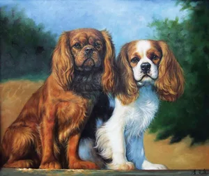 Good quality # animal dog two dogs art painting -TOP best PRINT ART oil painting on canvas-24 inches-free shipping cost