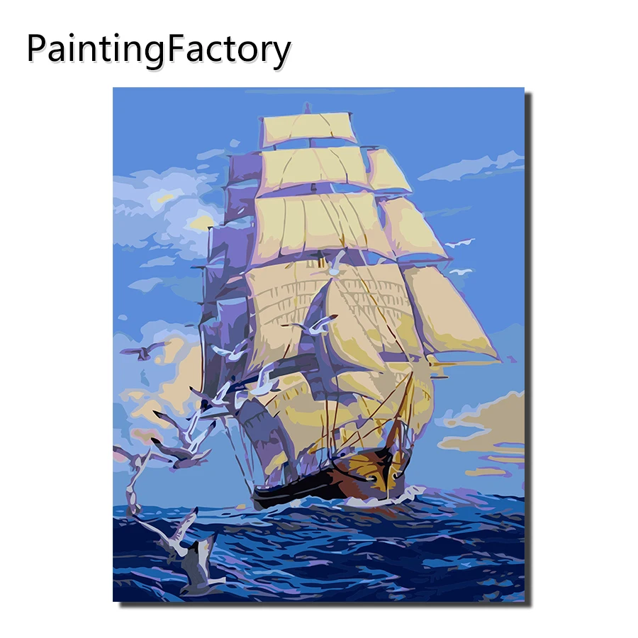 PaintingFactory парусная лодка Чайка декоративные фотографии по номерам настенные